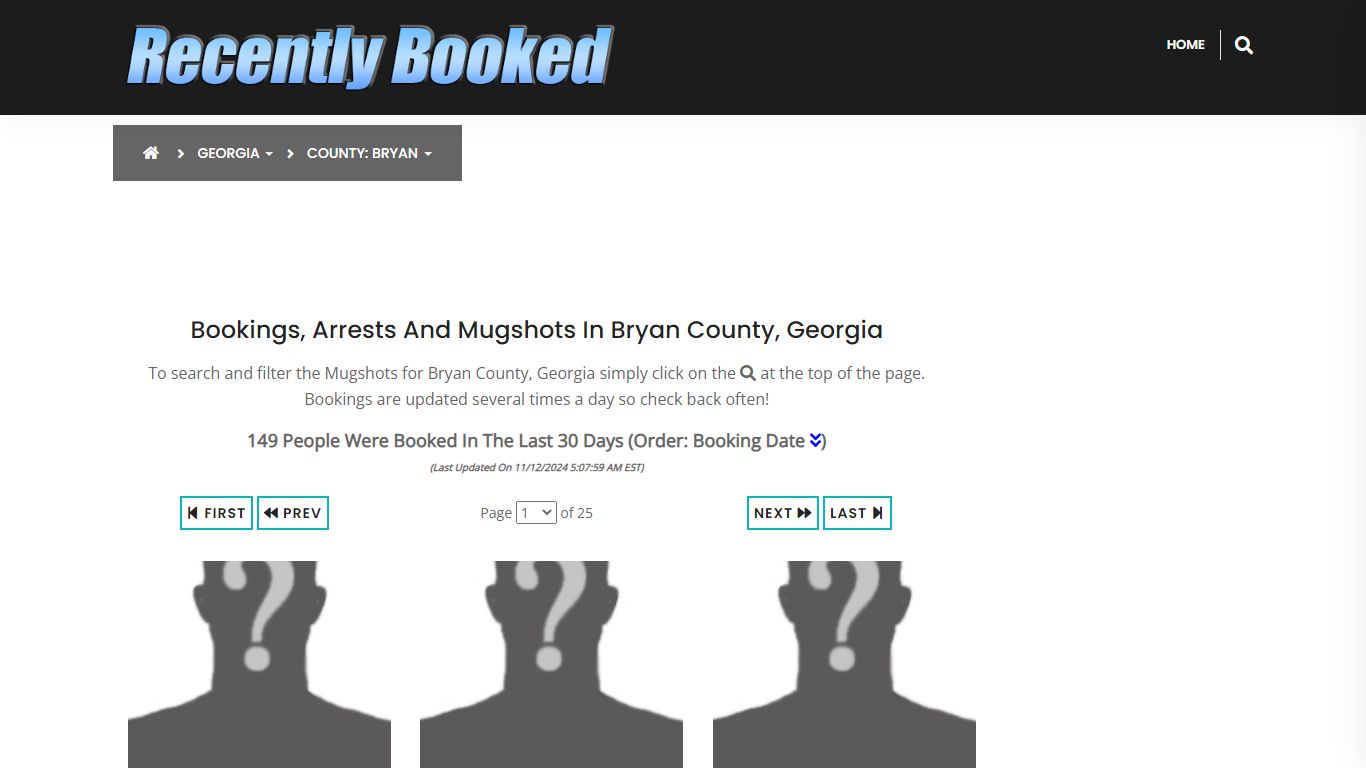 Bookings, Arrests and Mugshots in Bryan County, Georgia - Recently Booked