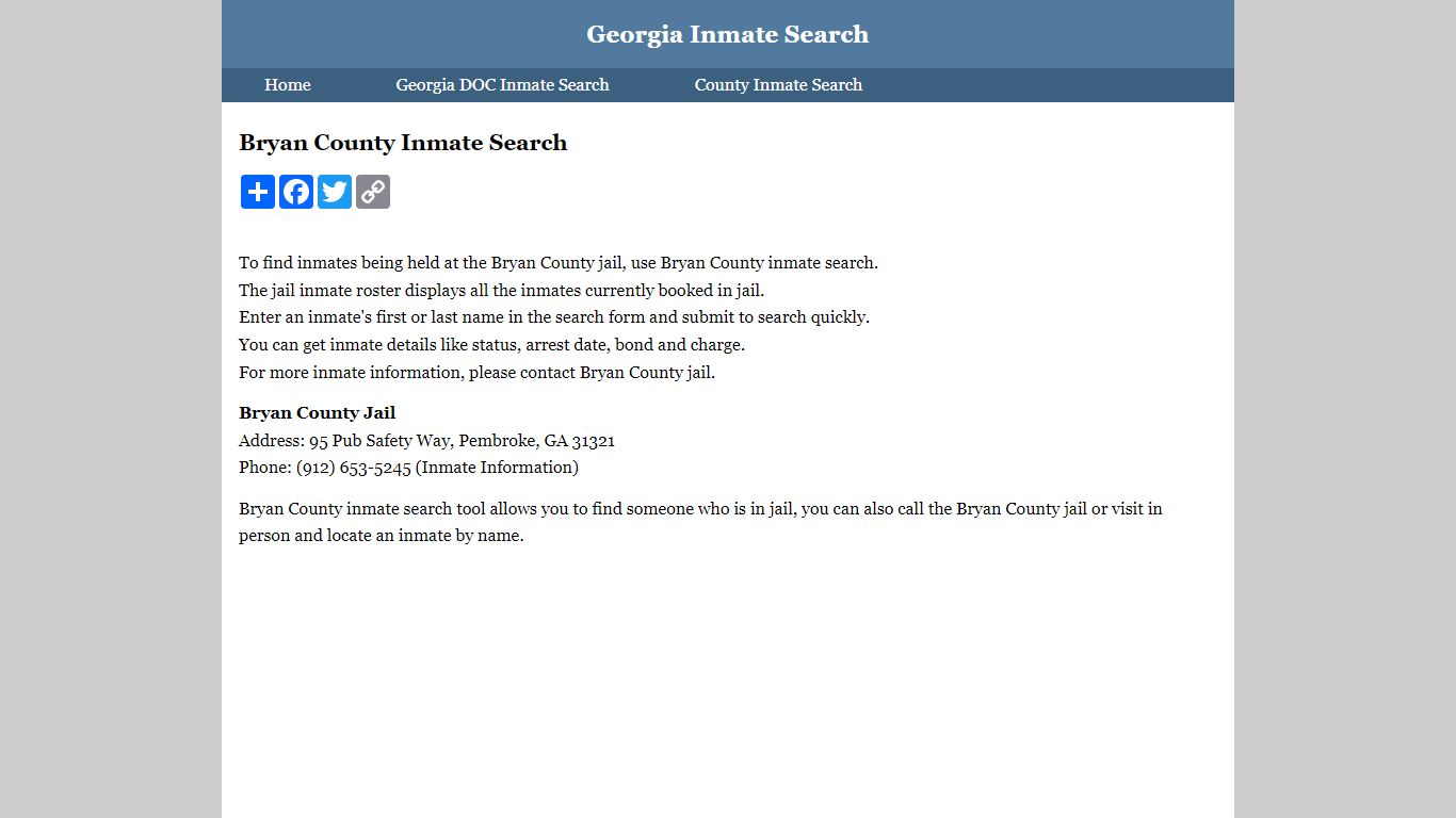 Bryan County Inmate Search