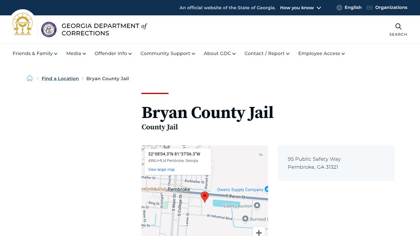 Bryan County Jail | Georgia Department of Corrections