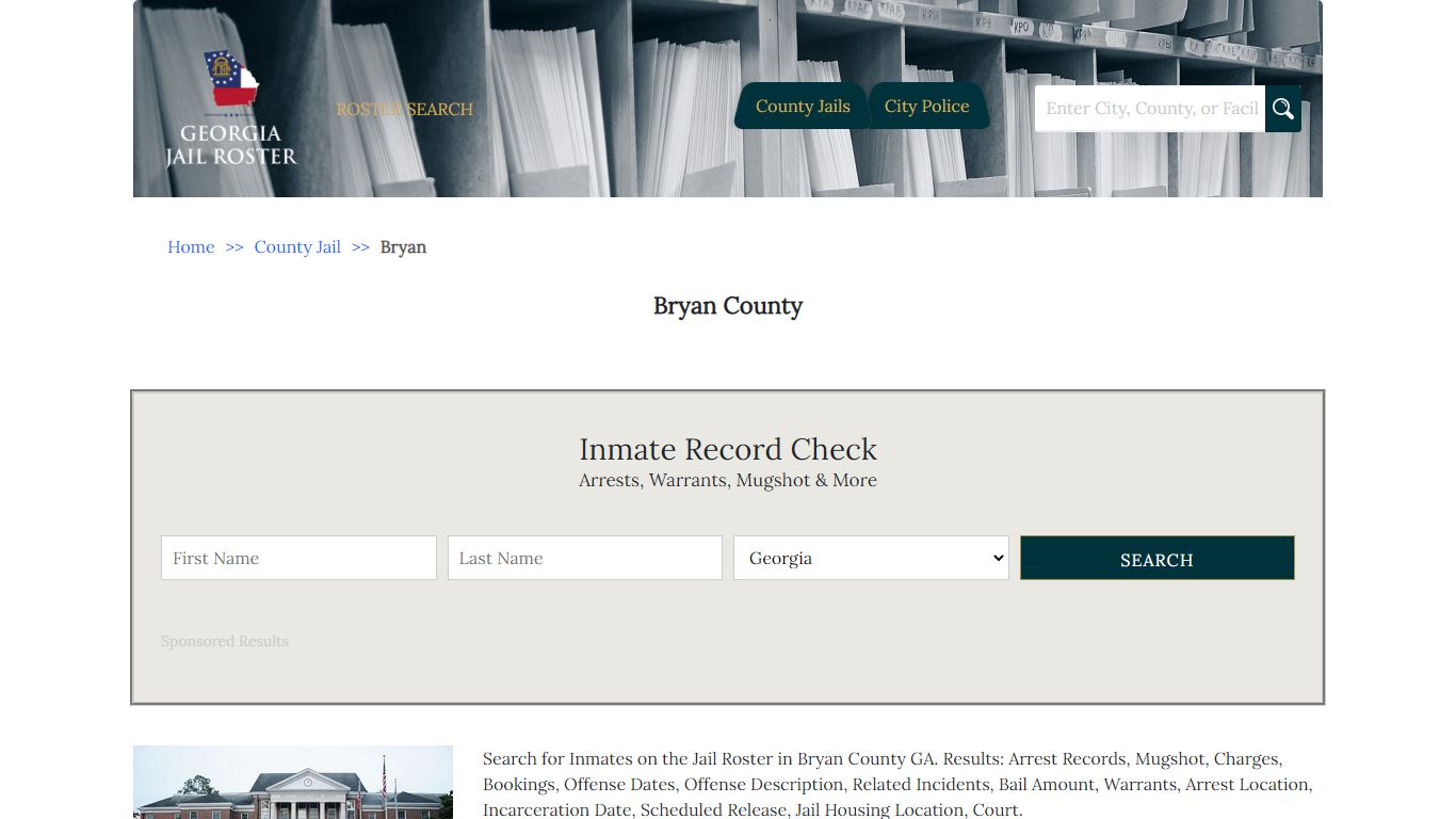 Bryan County - Georgia Jail Inmate Search