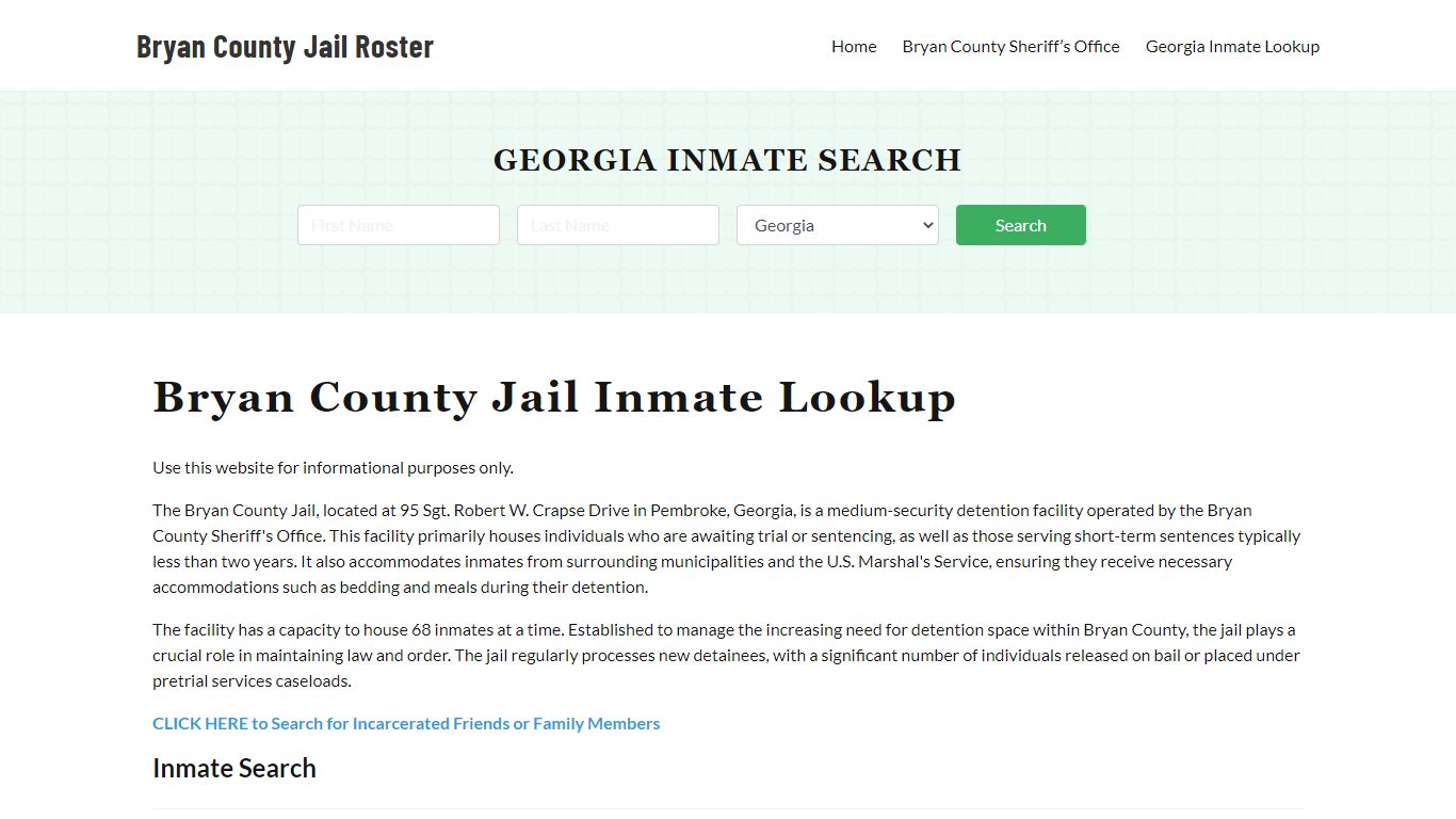 Bryan County Jail Roster Lookup, GA, Inmate Search